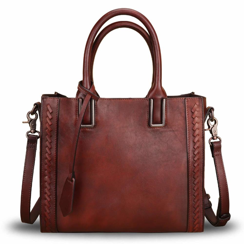 Genuine Leather Satchel Handbag Vintage Handmade Shoulder Bag :[